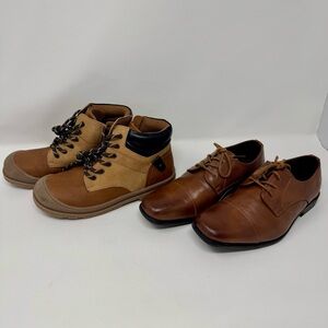 Bravo! | Boys Size 2 Shoe Bundle, Brown Dress Shoes and Boots- EUC